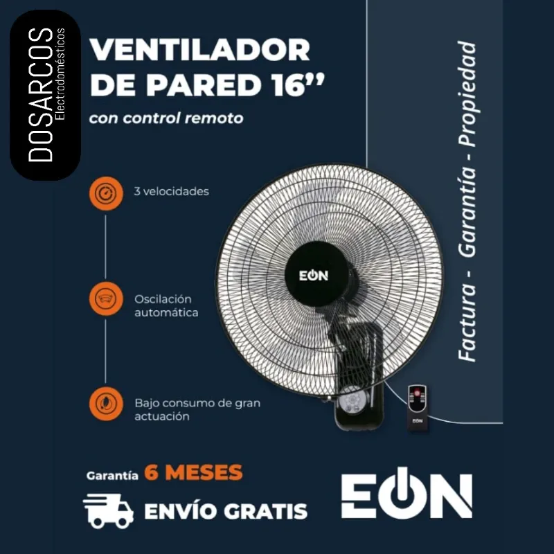 VENTILADOR DE PARED 16" EÓN NEGRO (FAD)