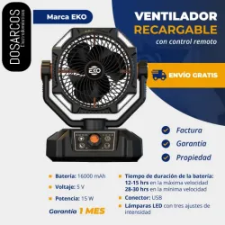 VENTILADOR RECARGABLE 16 MIL MAH EKO (FAD)
