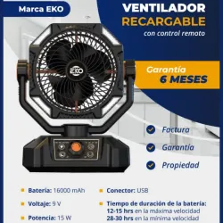 VENTILADOR RECARGABLE 16 MIL MAH EKO (FAD)