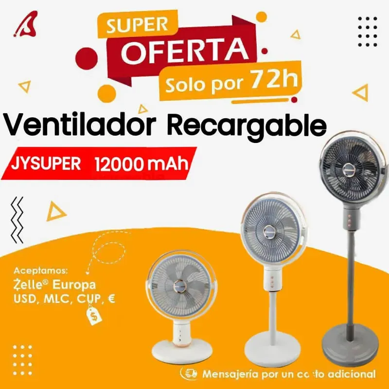 VENTILADOR RECARGABLE JYSUPER 12" TELESCÓPICO