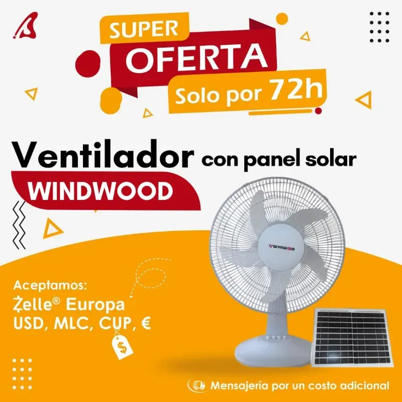 VENTILADOR RECARGABLE WYNDWOOD 16" + PANEL SOLAR