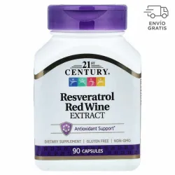 21st Century, Extracto de vino tinto con resveratrol, 90 cápsulas