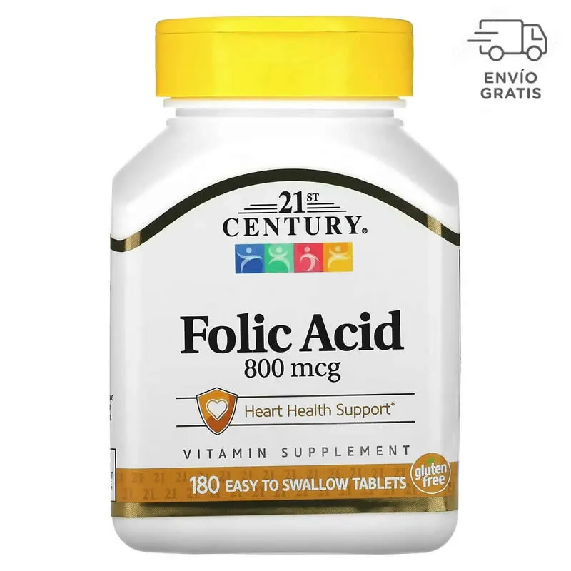 21st Century, Tabletas de ácido fólico de 800 mcg, 180 unidades