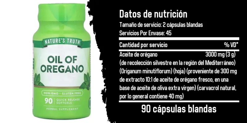 Nature's Truth Aceite de orégano (1500 mg por cápsula blanda)