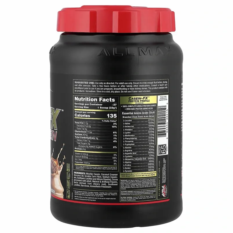 ALLMAX Casein-FX Proteína en polvo, chocolate, 2 libras, 27 porciones