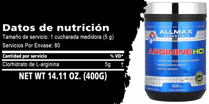 ALLMAX, Essentials, Clorhidrato de arginina, 400 g (14,11 oz)