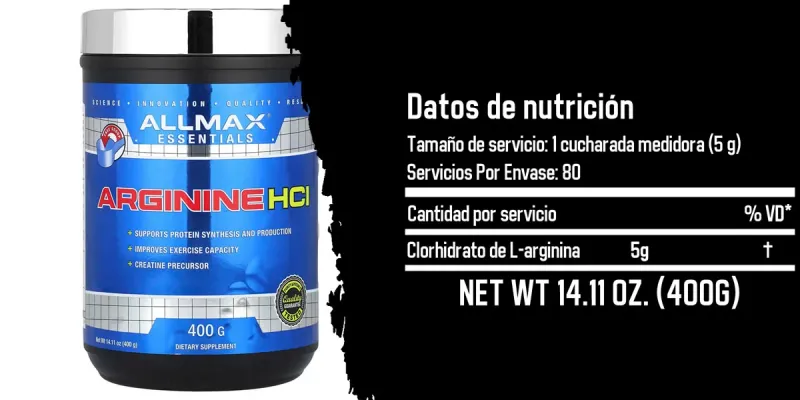 ALLMAX, Essentials, Clorhidrato de arginina, 400 g (14,11 oz)