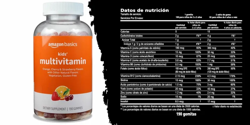 Amazon Basics Gomitas multivitamínicas para niños