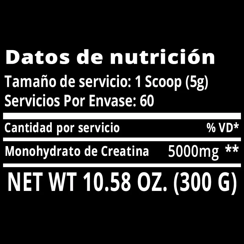 Animal, Monohidrato de creatina 100 % puro en polvo, Sin sabor, 300 g (10,58 oz)