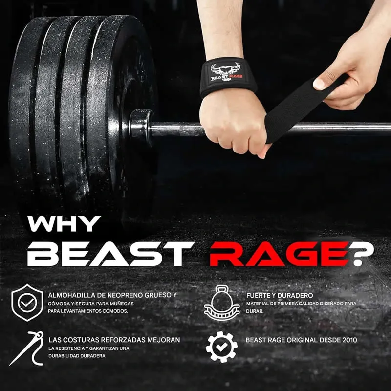 BEAST RAGE Correas de Levantamiento de Pesas