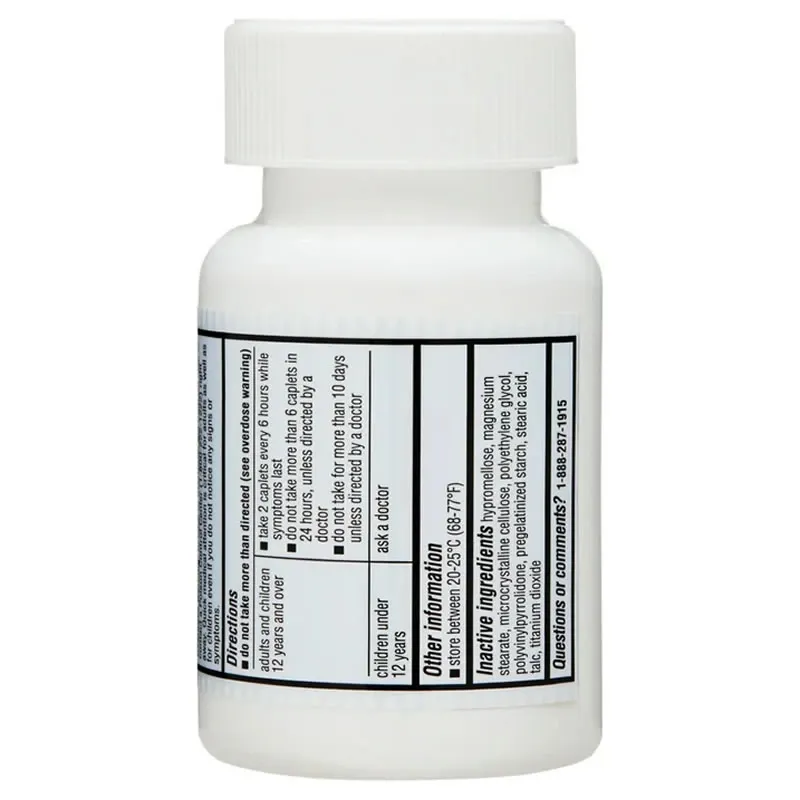 Equate Cápsulas de Acetaminofén Analgésico Extra Fuerte, 500 Mg, Analgésico/reductor de Fiebre, 100 Unidades