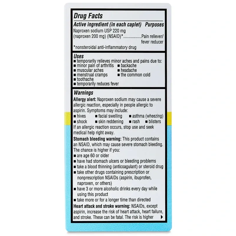 Equate Cápsulas de Naproxeno Sódico para Aliviar el Dolor durante Todo el Día, 220 mg, 90 Unidades
