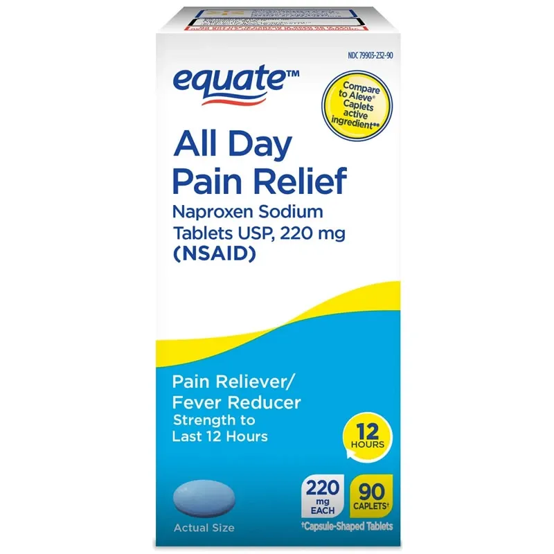 Equate Cápsulas de Naproxeno Sódico para Aliviar el Dolor durante Todo el Día, 220 mg, 90 Unidades