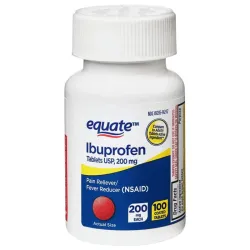 Equate Comprimidos de Ibuprofeno, 200 mg, Analgésico y Antipirético, 100 Unidades