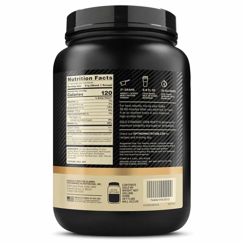 Gold Standard Sabor Natural 100% Whey Protein 1.84 lb