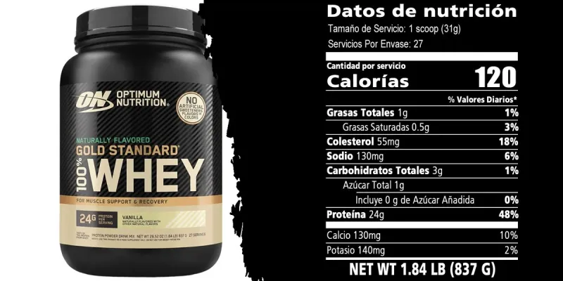Gold Standard Sabor Natural 100% Whey Protein 1.84 lb