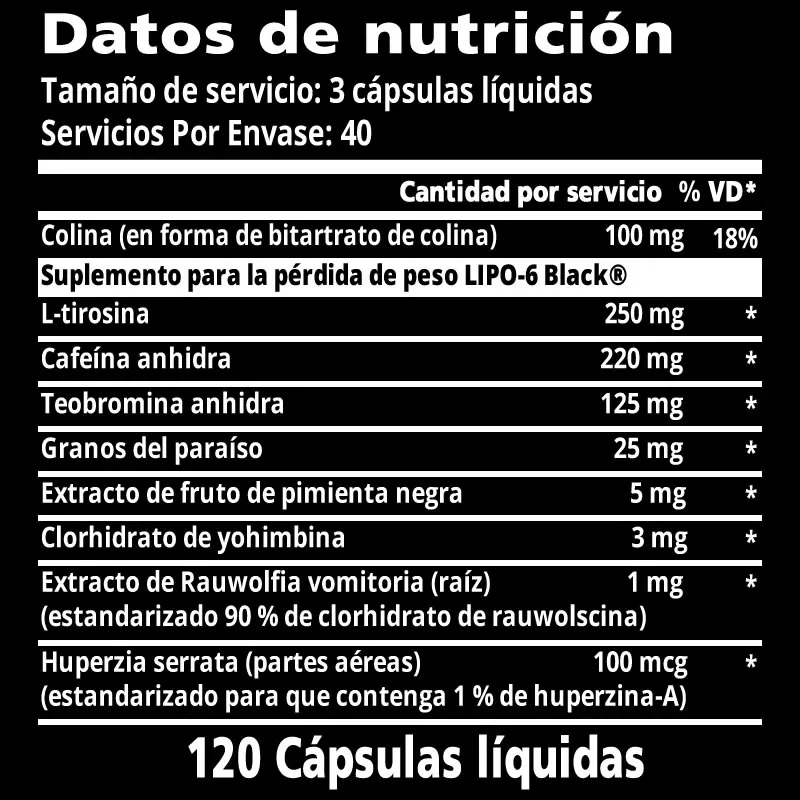 Lipo 6 Black 120 cápsulas