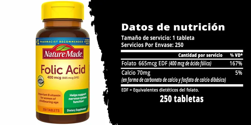 Nature Made Ácido Fólico 400 mcg 250 Tabletas