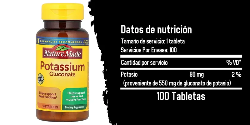 Nature Made Gluconato de Potasio 550 mg, 100 Unidades