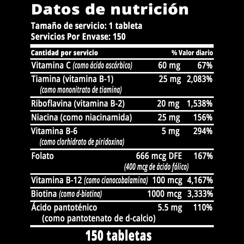 Nature's Bounty Super Complejo-B con Acido Fólico Más Vitamina C, 150 Tabletas 