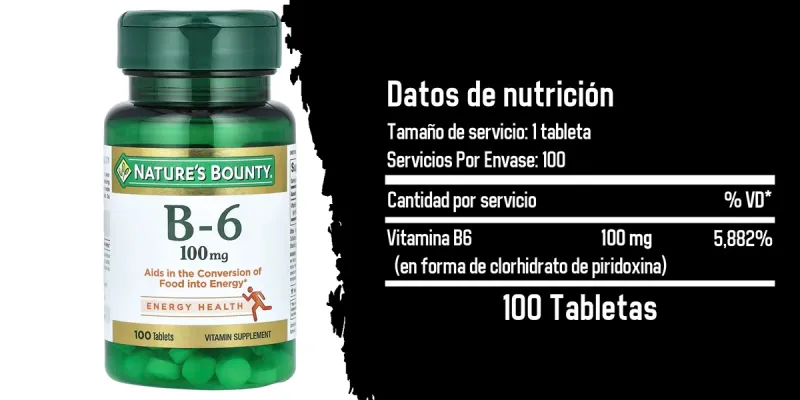 Nature's Bounty Vitamina B6, 100 mg, 100 tabletas