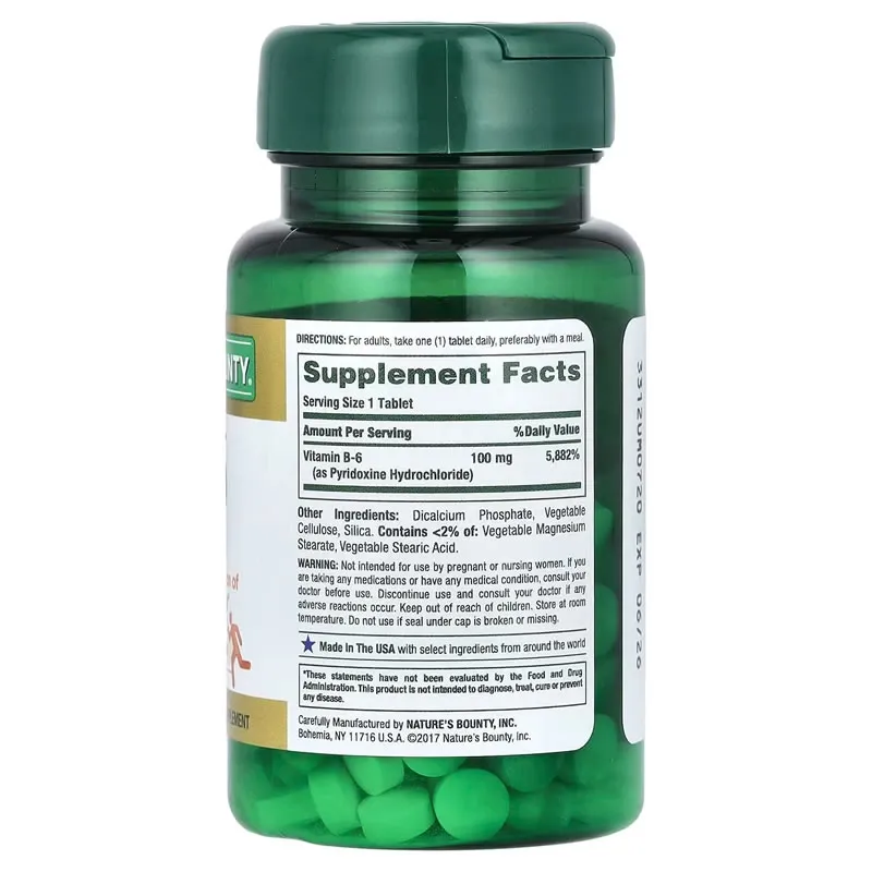 Nature's Bounty Vitamina B6, 100 mg, 100 tabletas