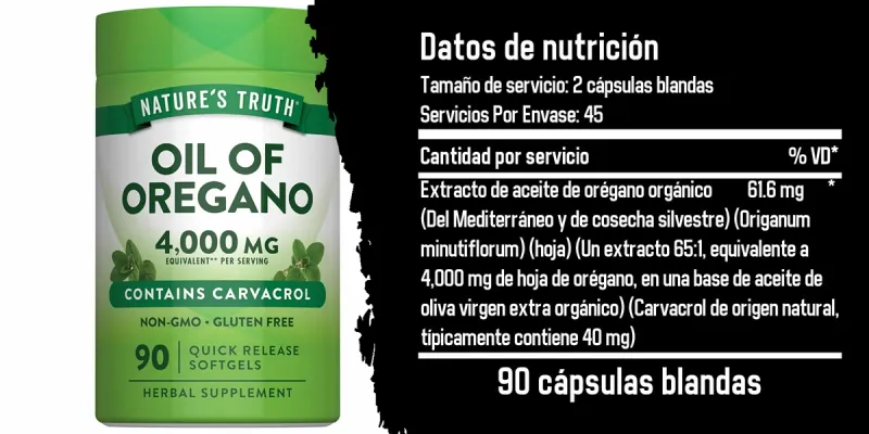 Nature's Truth Aceite de Orégano 4000 mg - 90 unidades