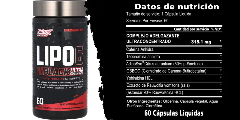 Lipo 6 Black Ultraconcentrado, 60 cápsulas 
