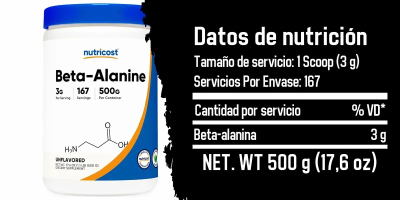 Nutricost Beta-alanina, 500 g (17,9 oz) 167 Servicios 