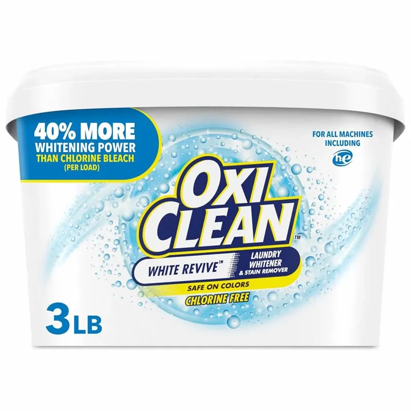 OxiClean White Revive - Blanqueador de ropa y polvo quitamanchas, 3 libras