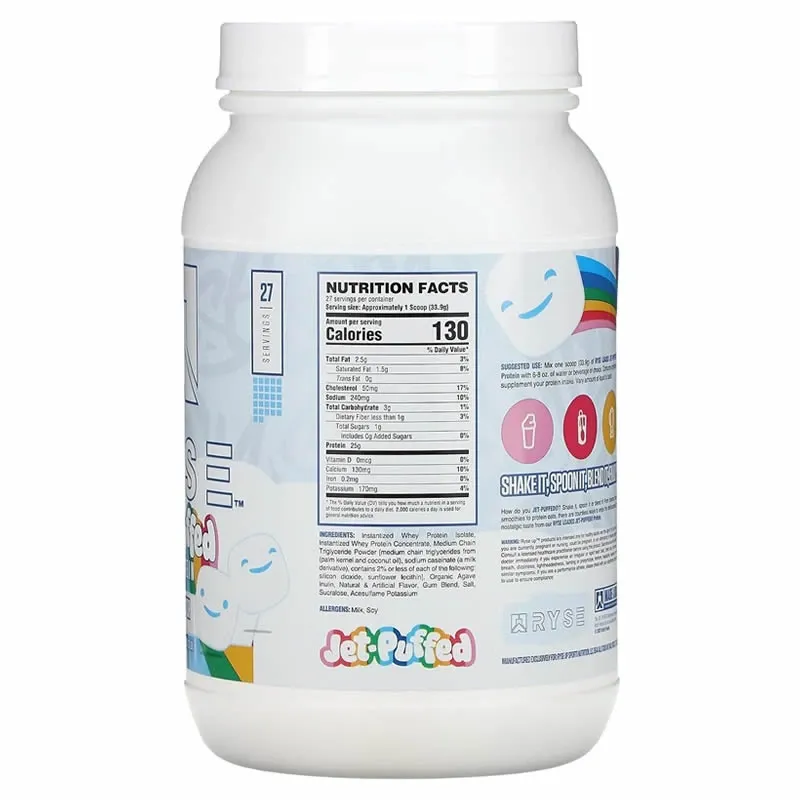 RYSE Polvo de proteína cargado, 25 g de aislado y concentrado de proteína de suero, 27 porciones (malvavisco)