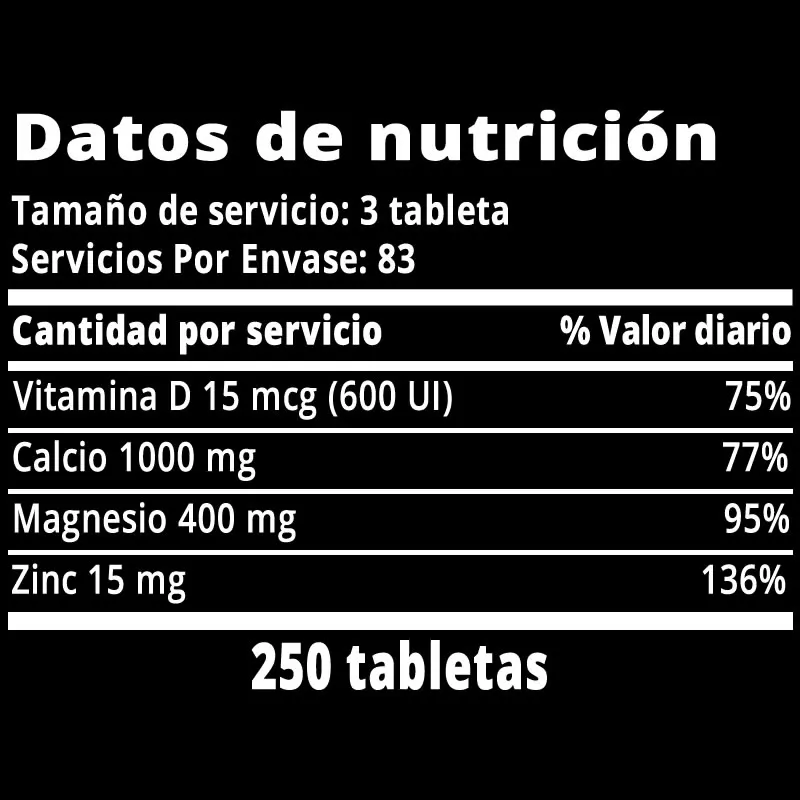 Spring Valley Calcio, Magnesio y Zinc Más Vitamina D3, 250 Unidades 