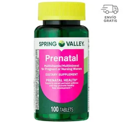 Spring Valley Multivitamínico/multimineral Prenatal para Mujeres Embarazadas y Lactantes Tabletas de Suplemento Dietético, 100 Unidades
