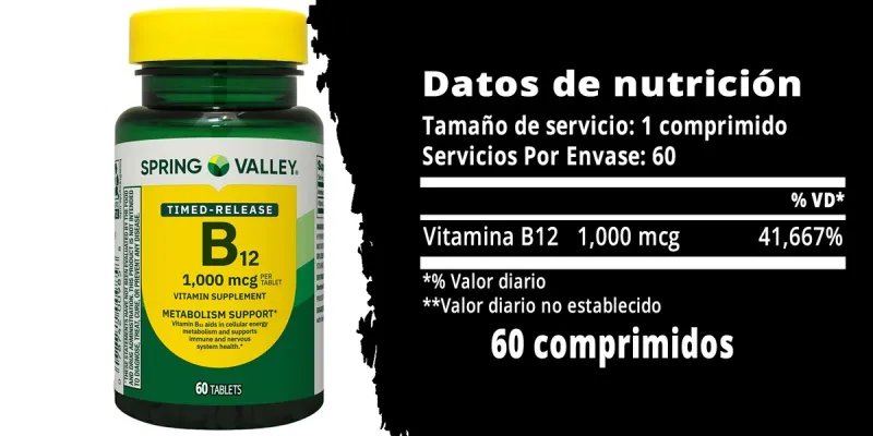 Spring Valley Vitamina B12, 1000 mcg, 60 unidades
