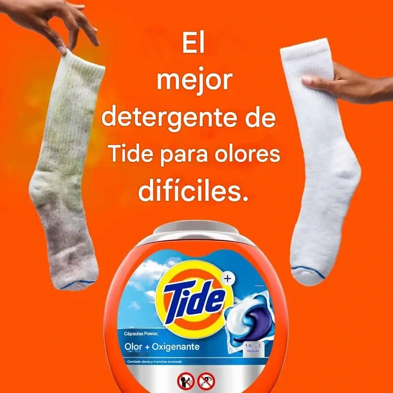 Tide Ultra OXI Power PODS con eliminadores de olores, 63 unidades para suciedad visible e invisible