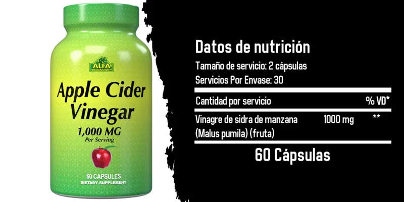 Vinagre de sidra de manzana 1000 mg Suplemento diario de bienestar