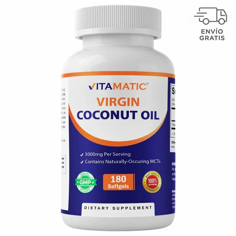 Vitamatic Cápsulas blandas de aceite de coco virgen, 3000 mg por porción, 60 porciones, 180 unidades