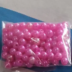 Paquete de perlas rosa fiusha 6mm