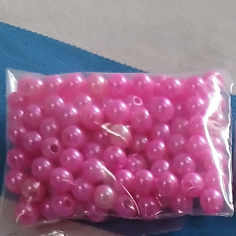Paquete de perlas rosa fiusha 6mm