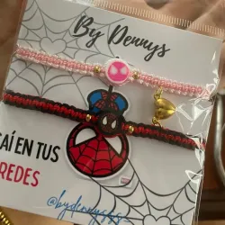 Tejidas con corazón inmanetizado, 2 fimos y perlitas