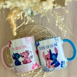 Juego de tazas en pareja temática stich