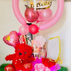 Cesta circular con peluche 