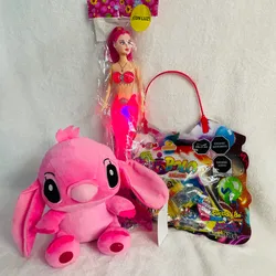 Peluche 17 cm+sirena con luz+ bolsa navideña+ santa 