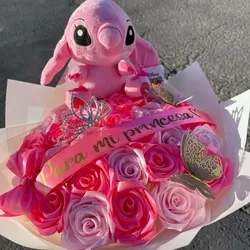 Ramo de rosas eternas peluche y corona plástica 