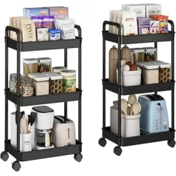 Carritos auxiliadores multifuncional ✅3 niveles con ruedas de color negro 🖤