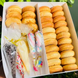 42 mini donas , 1 lata de leche y media lb  de chocolate zafiro  ‼️‼️‼️‼️