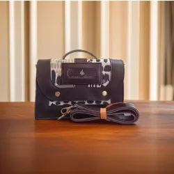 Cartera pequeña de vinil y tejido estampado 