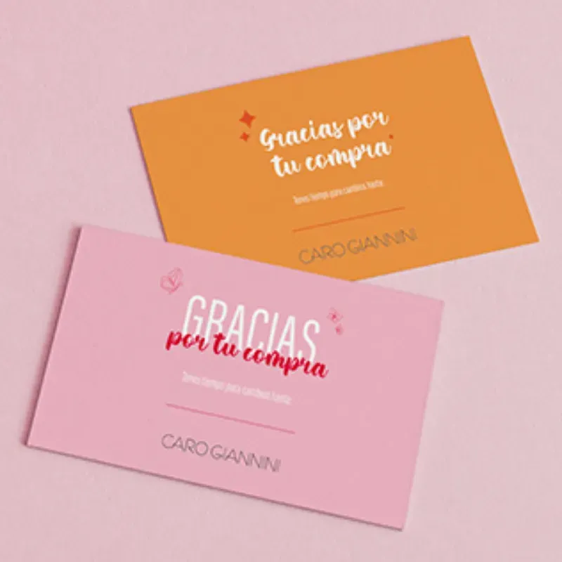 Tarjetas de agradecimiento.