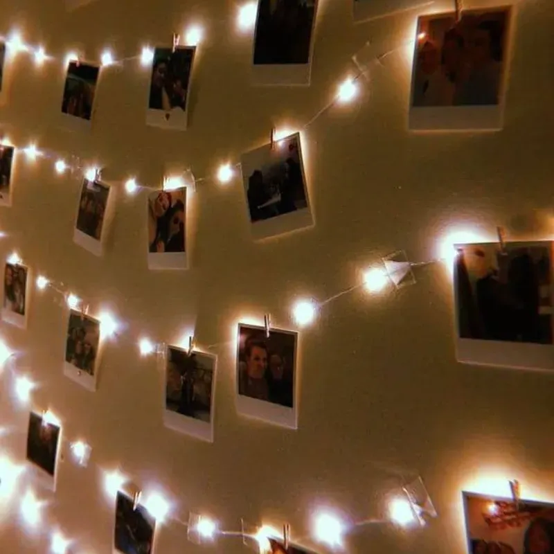 Tendedera de fotos con luces 