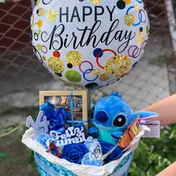 Caja con peluche flores y confituras🎁✨